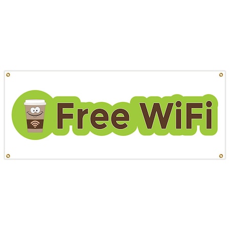 Signmission Free Wifi Banner Heavy Duty 13 Oz Vinyl with Grommets Single Sided B-Free Wifi